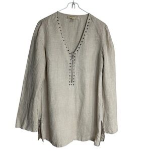 Michael Michael Kors 100% Linen Tunic Top Beige Size M